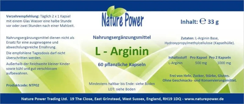 L-Arginin, 500mg