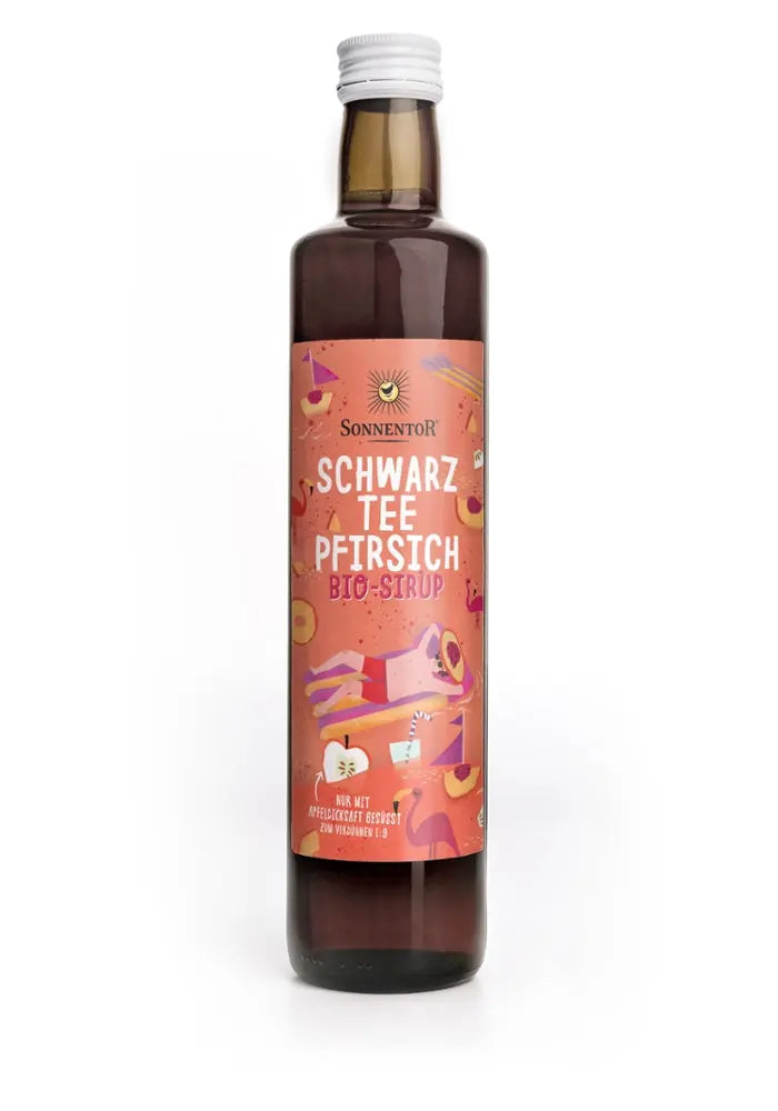 Schwarztee-Pfirsich Eistee Sirup Sonnentor - Sanoverde