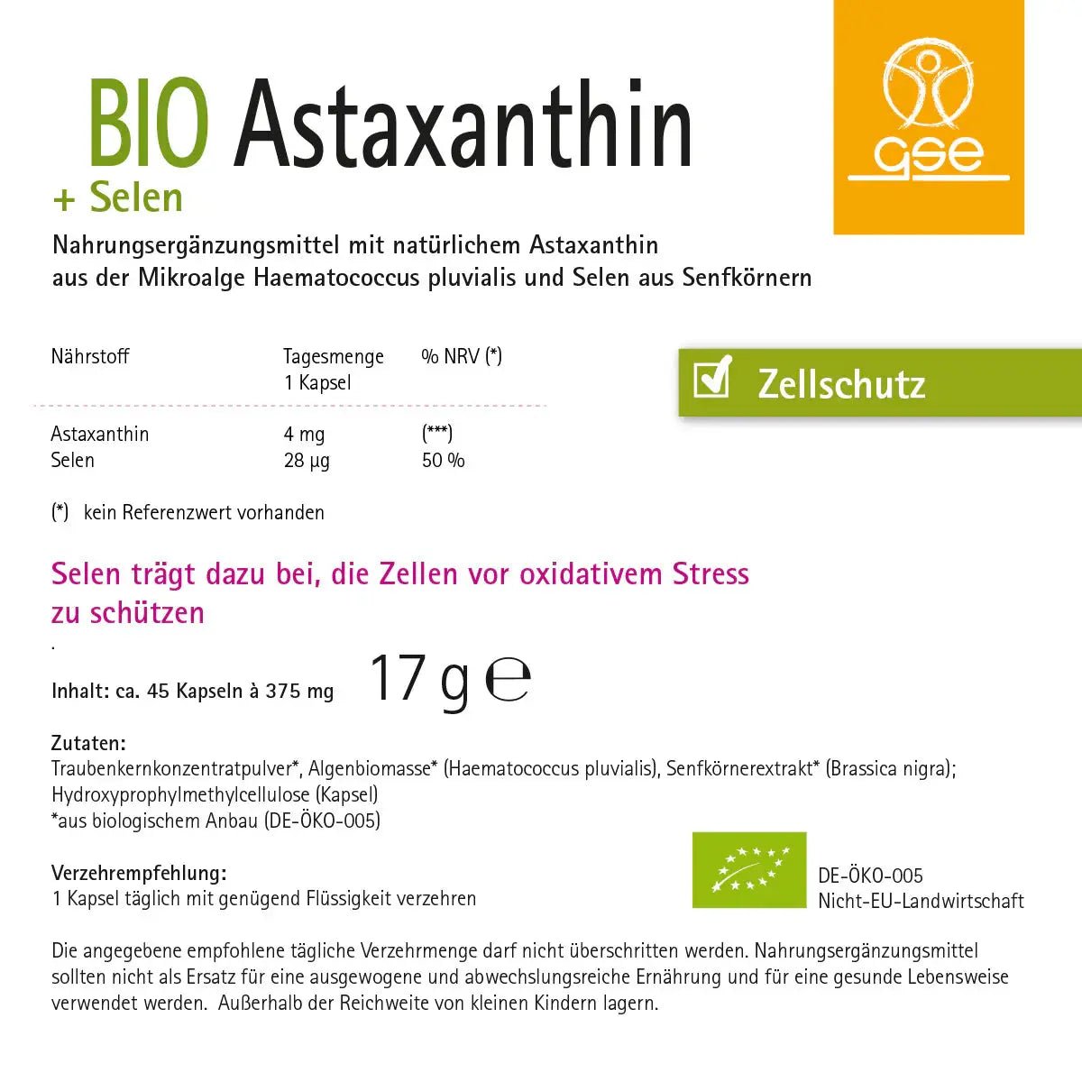 Astaxanthin + Selen BIO - Sanoverde
