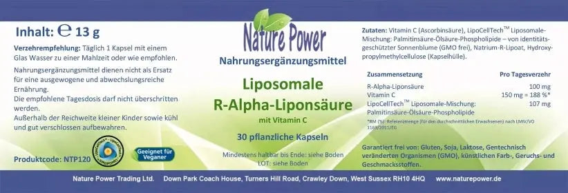 Liposomale R-Alpha-Liponsäure 13 g