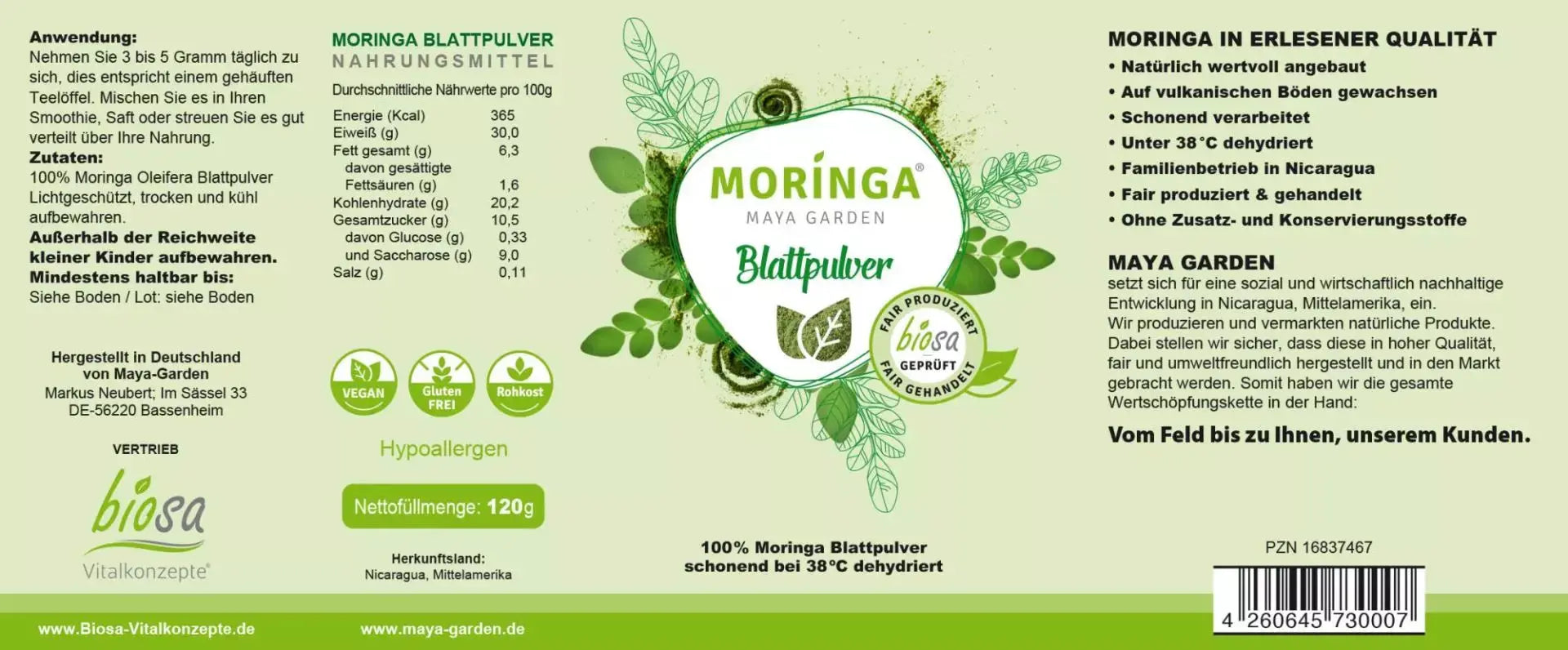 Moringa Blattpulver 120g BIO Vita Biosa - Sanoverde