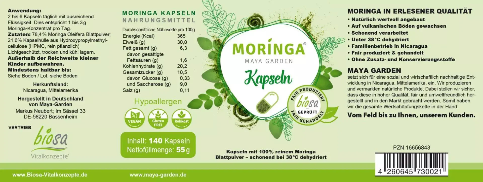 Moringa Kapseln, 140 Stück BIO Vita Biosa - Sanoverde