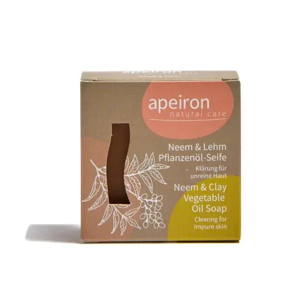 apeiron Pflanzenöl-Seife Neem & Lehm 100g - Klärung für unreine Haut Apeiron - Sanoverde