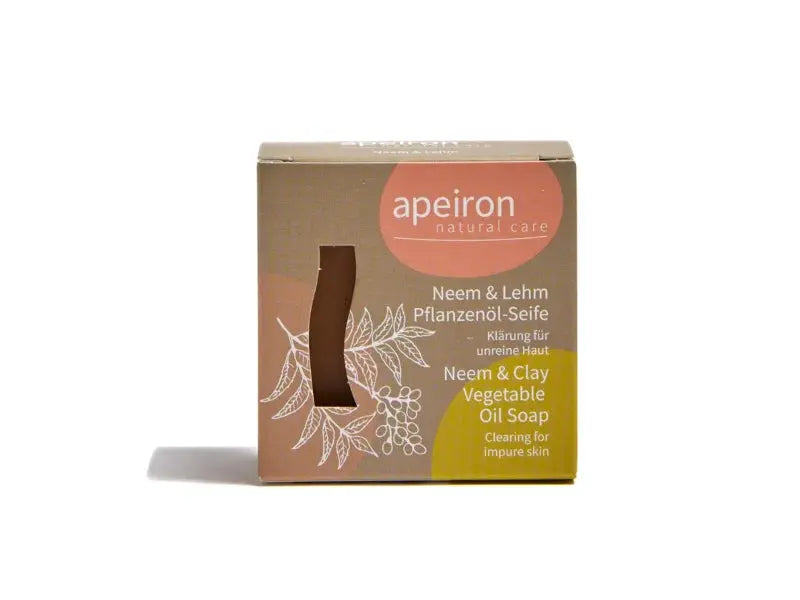 apeiron Pflanzenöl-Seife Neem & Lehm 100g - Klärung für unreine Haut Apeiron - Sanoverde