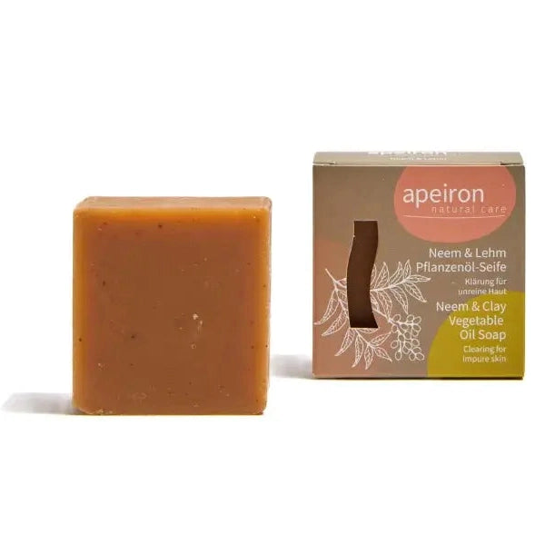 apeiron Pflanzenöl-Seife Neem & Lehm 100g - Klärung für unreine Haut Apeiron - Sanoverde