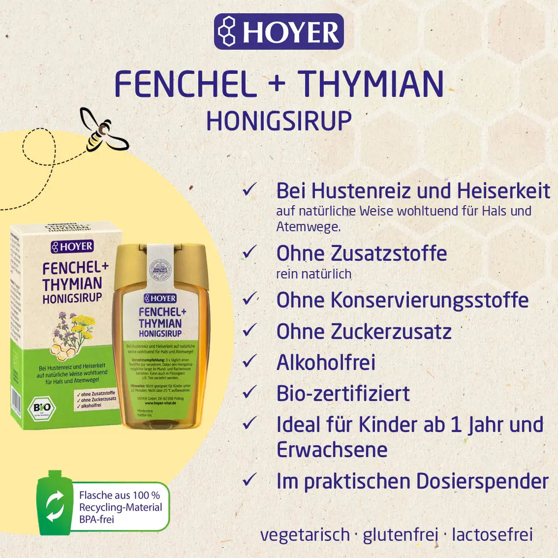 Fenchel&Thymian Honigsirup Hoyer - Sanoverde