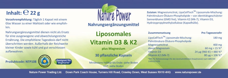 Liposomales Vitamin D3 + K2 + Magnesium