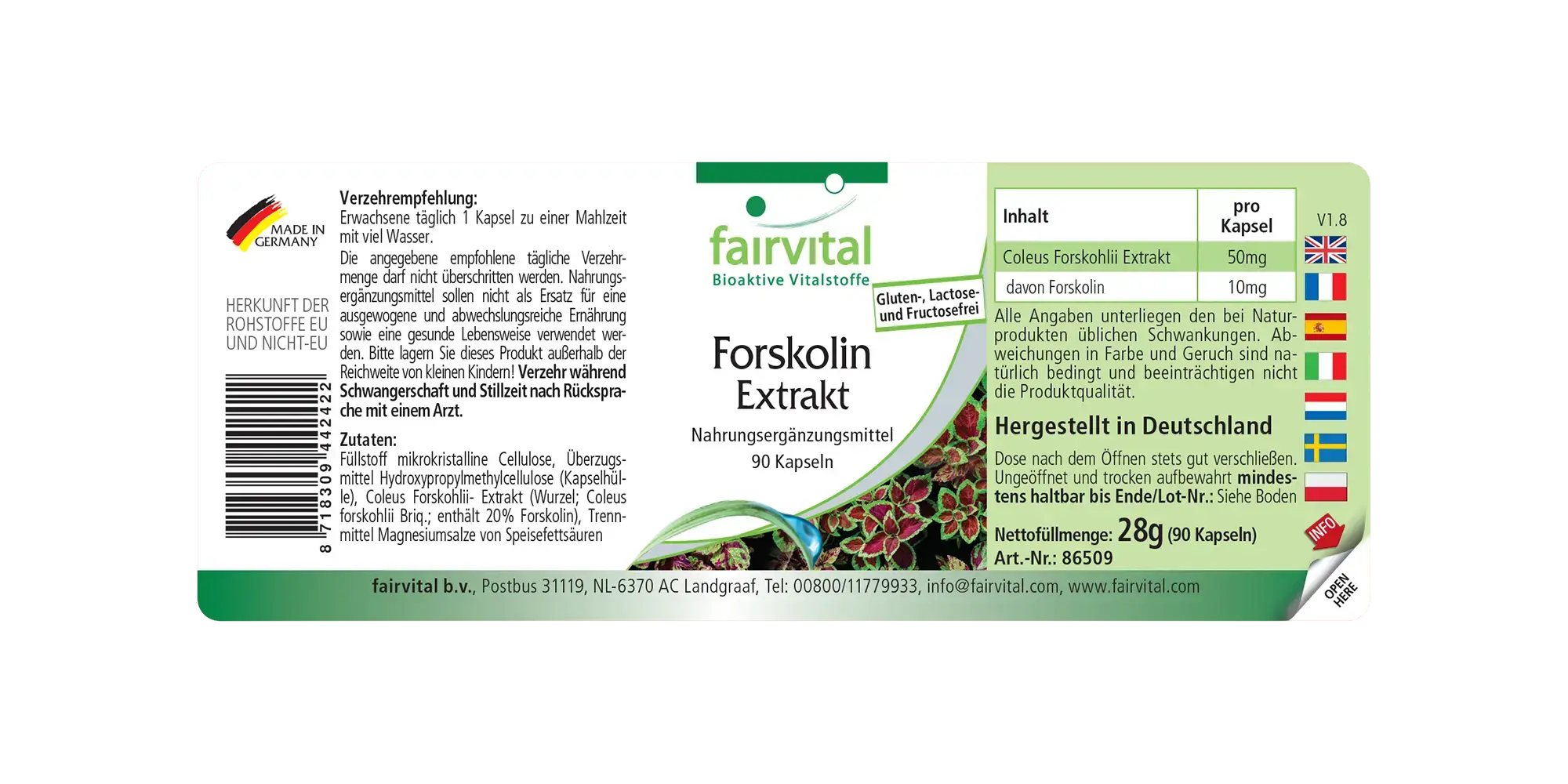 Forskolin Extrakt (90 Kapseln) Fairvital - Sanoverde