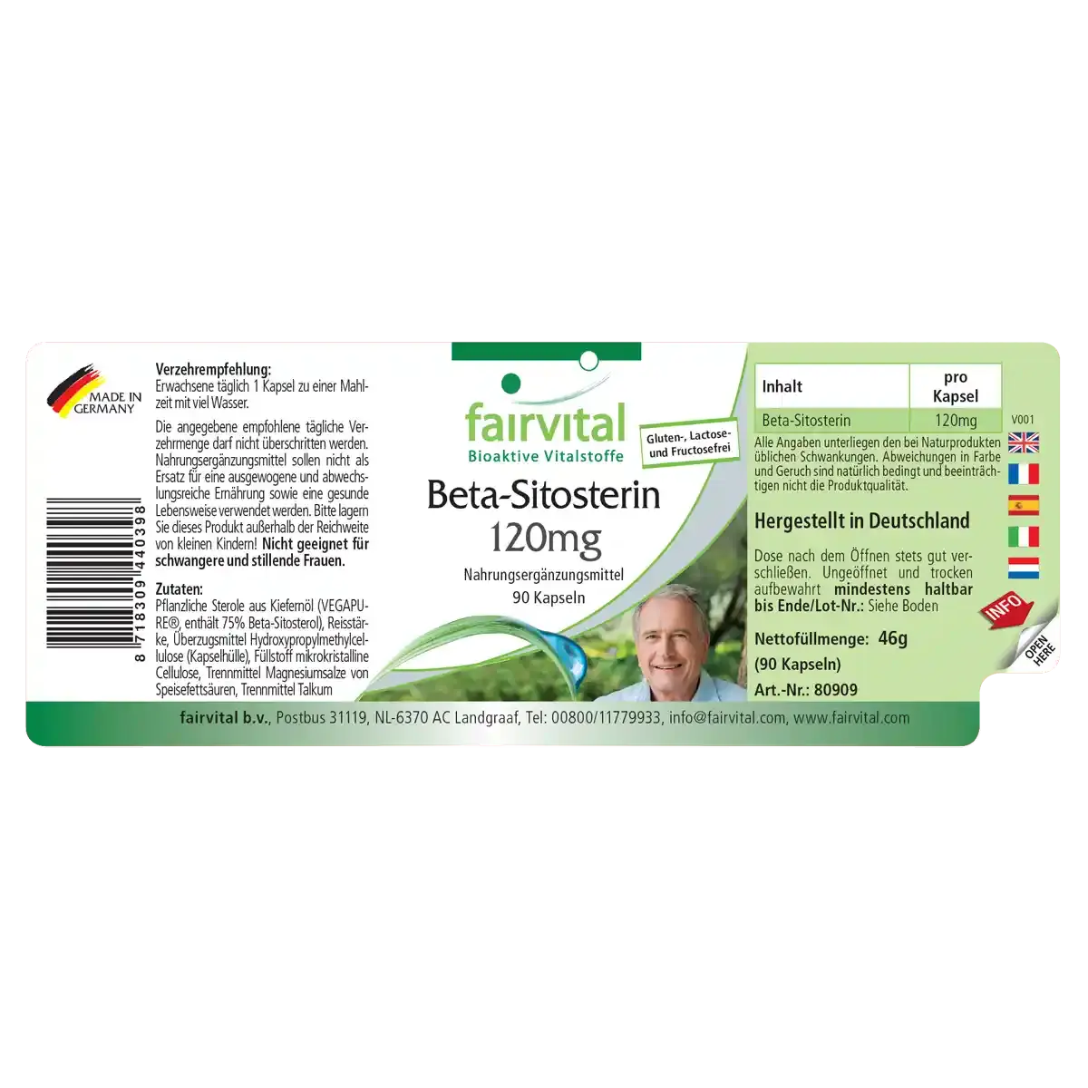 Beta-Sitosterin 120mg aus Kiefernöl (90 Kapseln) Fairvital - Sanoverde