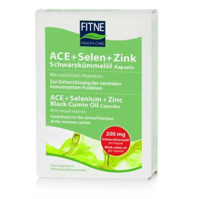 FITNE ACE+Selen+Zink Schwarzkümmelöl Kapseln, 60 St. - Sanoverde