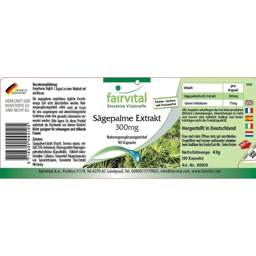 Sägepalme,  90 Kapseln Fairvital - Sanoverde