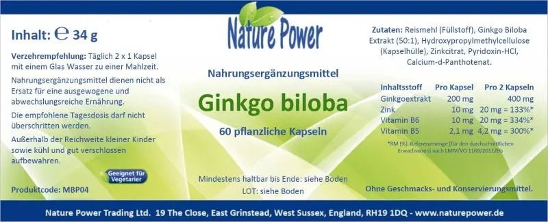 Ginkgo biloba, 60 Kapseln - Sanoverde