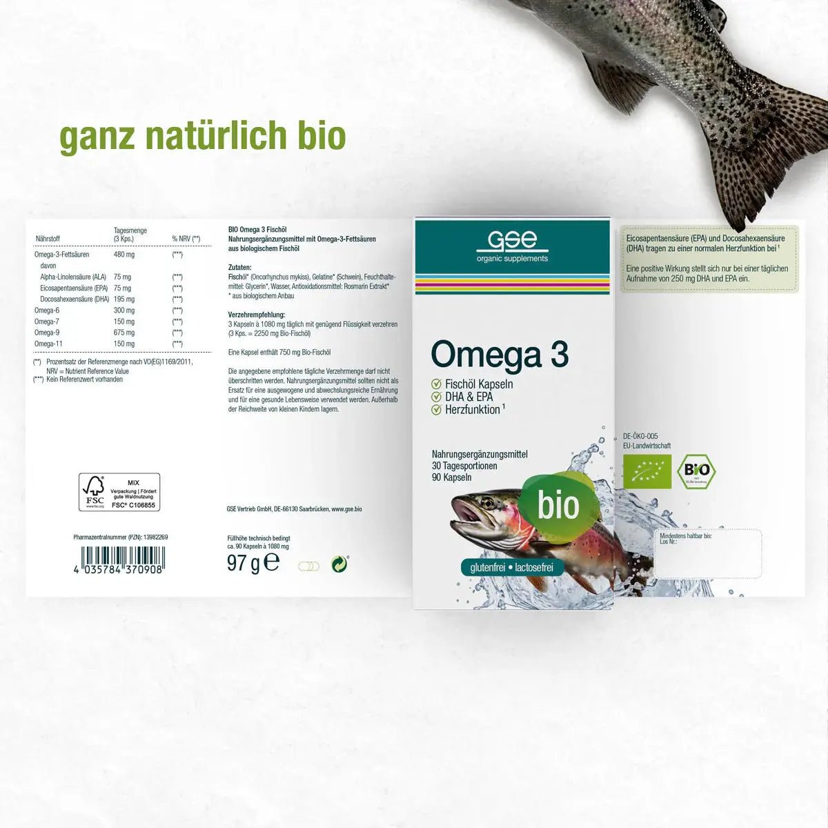 Omega 3 - Fischöl Kapseln BIO 90 Kaps - Sanoverde