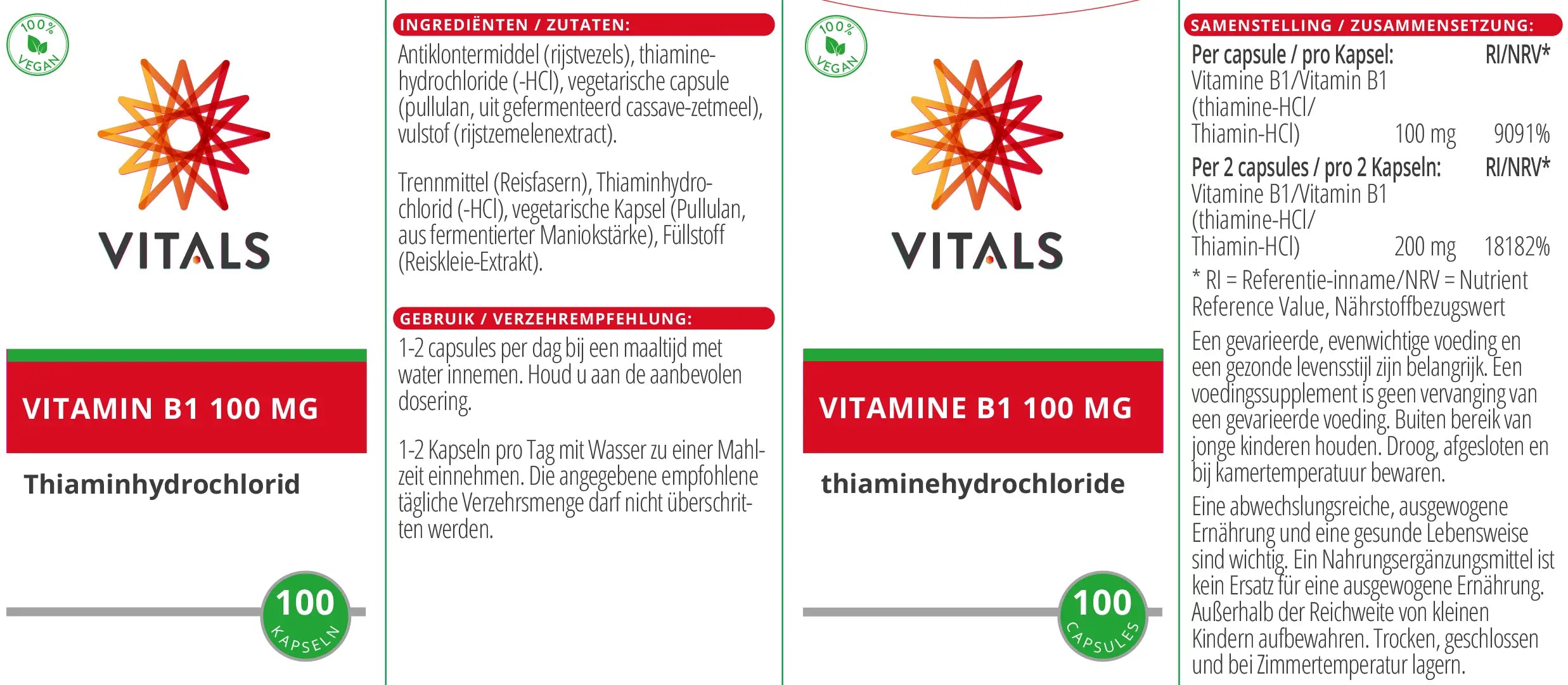 Vitamin B1 100 mg Vitals - Sanoverde