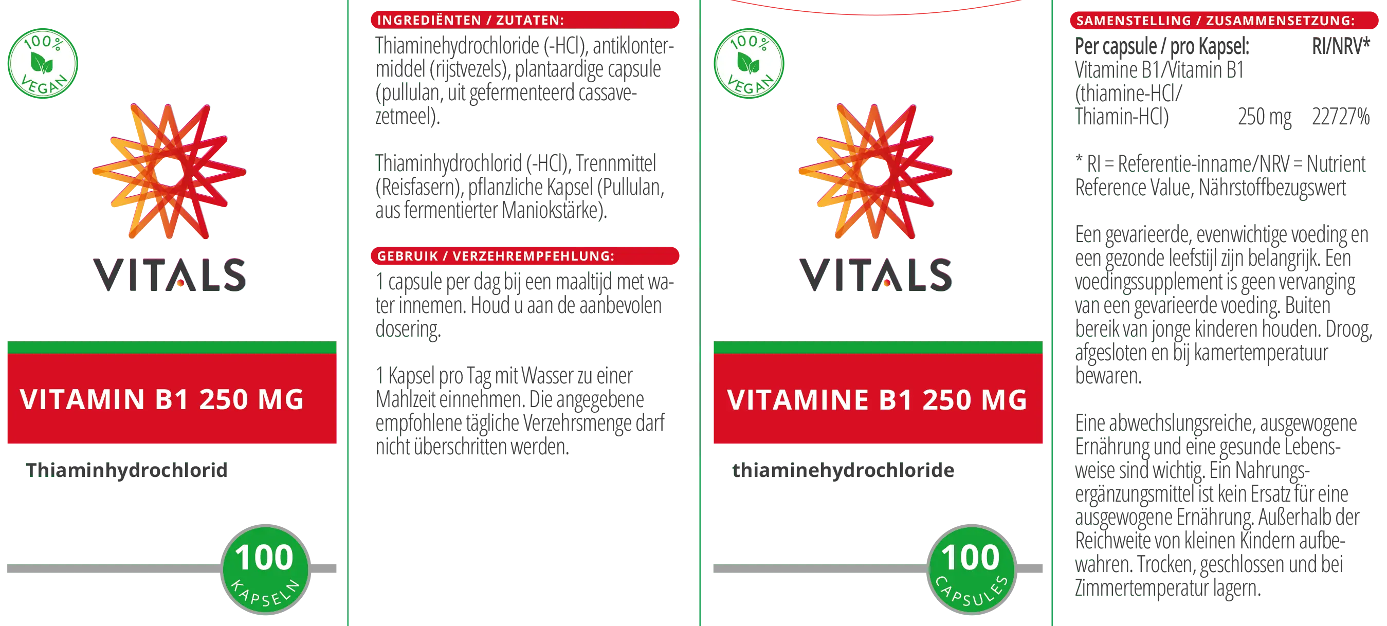 Vitamin B1 250 mg Vitals - Sanoverde