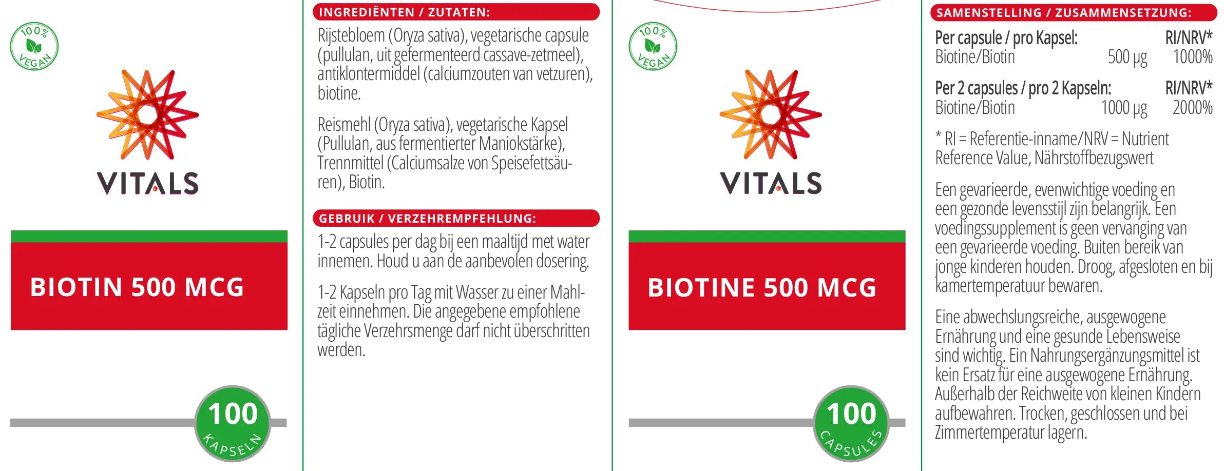 Biotin 500 mcg Vitals - Sanoverde