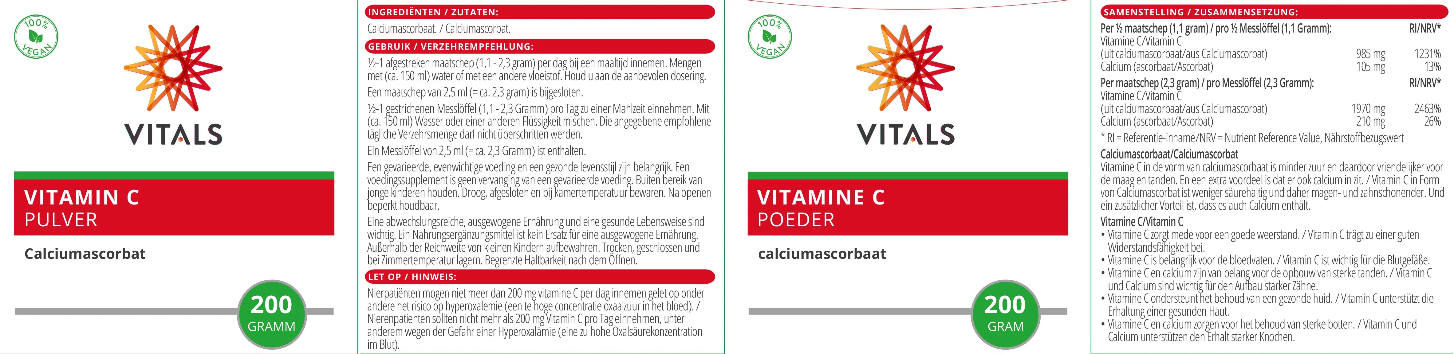 Vitamin C Pulver (Calciumascorbat) Vitals - Sanoverde