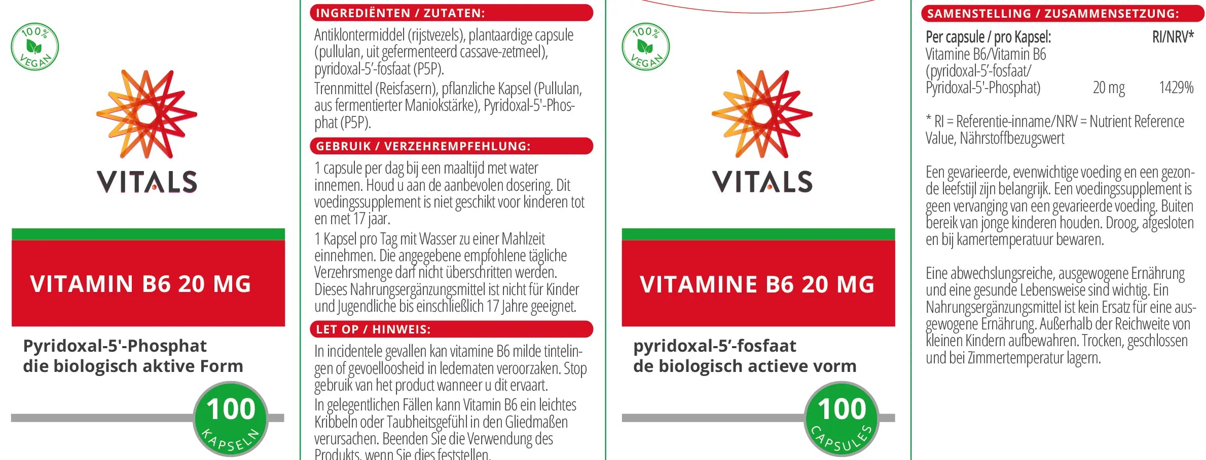 Vitamin B6 20 mg Vitals - Sanoverde