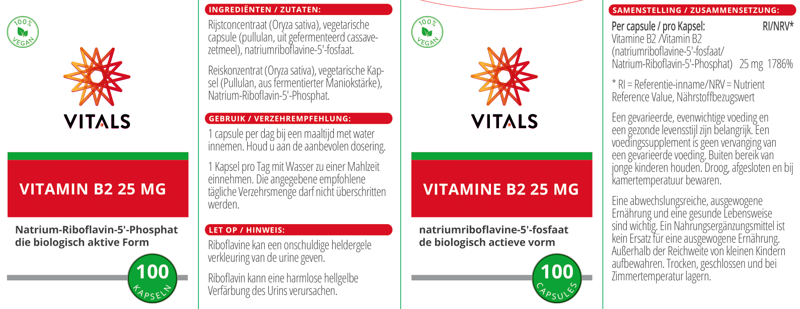 Vitamin B2 25 mg Vitals - Sanoverde