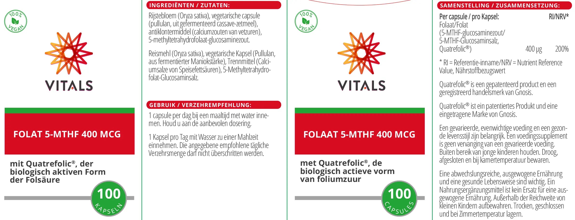 Folat 5-MTHF 400 mcg Vitals - Sanoverde