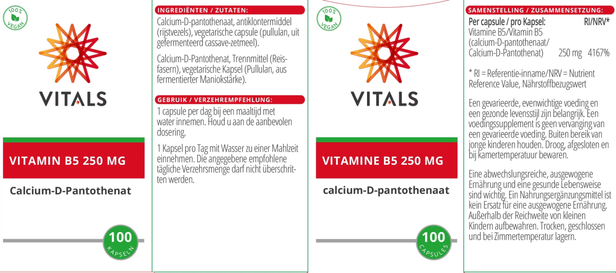 Vitamin B5 250 mg - Sanoverde