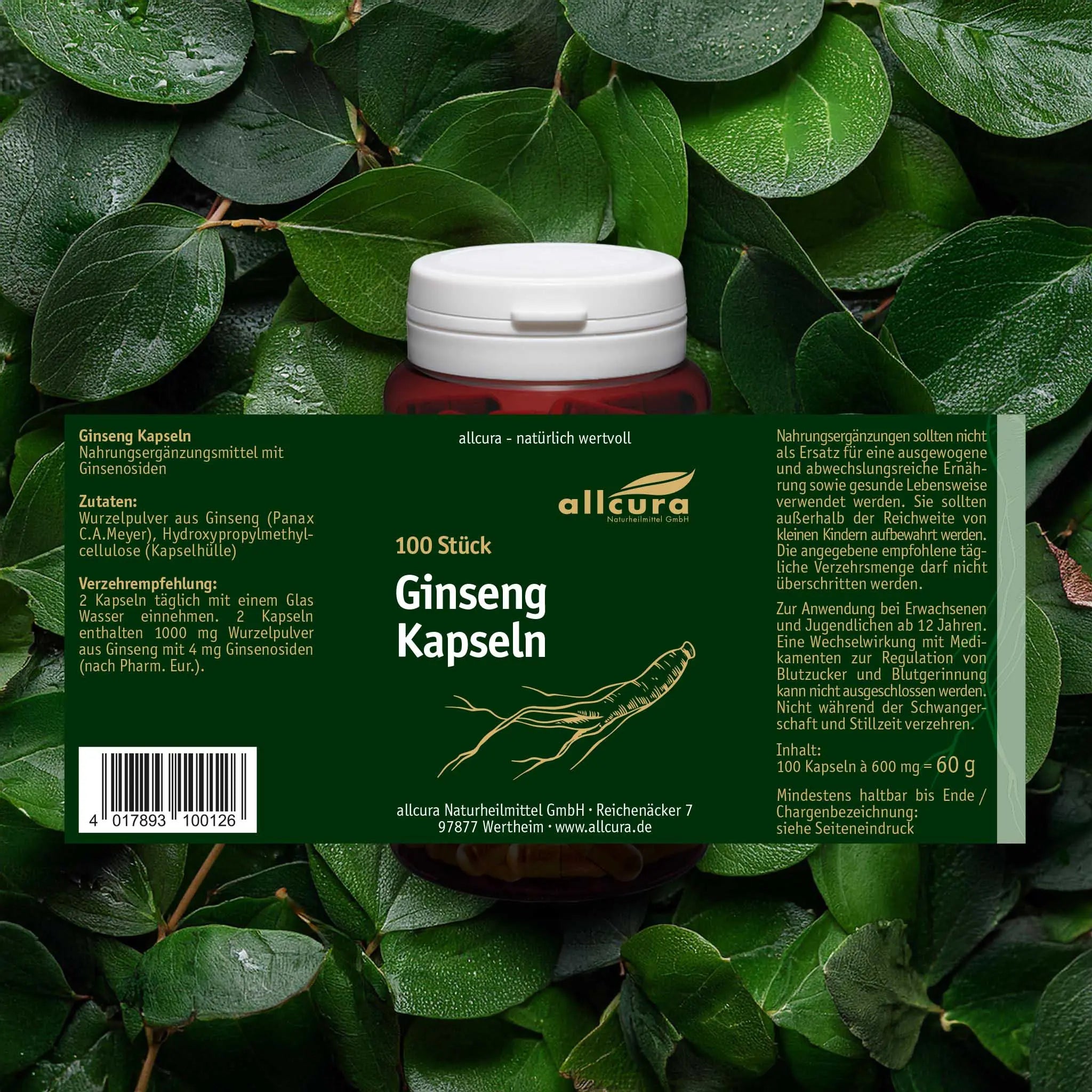 Ginseng 100 Kapseln BIO Allcura - Sanoverde